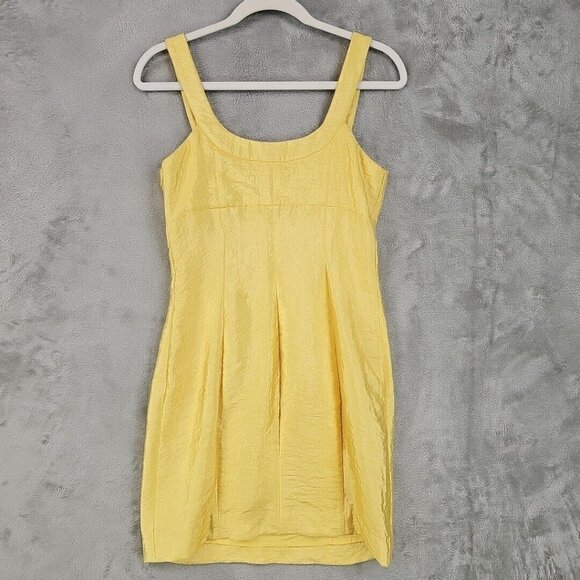 Laundry By Shelli Segal Cocktail Dress Womens 2 Yellow Satin Sequin Rhinestone - Picture 9 of 9